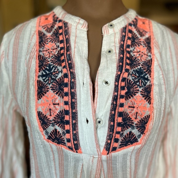 Anthropologie Holding Horses Mesa Embroidered Peasant Top S Boho Western - Picture 3 of 9